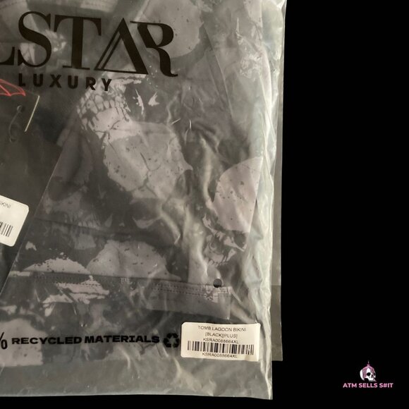 NWT Killstar Tomb Lagoon Skull Print Two-Piece Bikini Swimsuit Plus Size 4XL - Picture 9 of 10